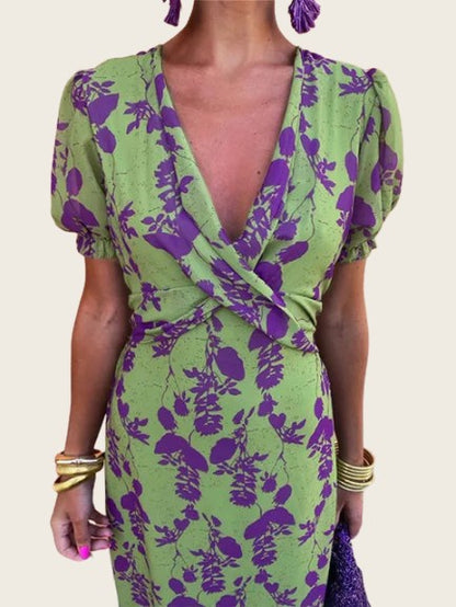 Alessia™ | Gedrucktes, gedrehtes Midi-Kleid für Damen