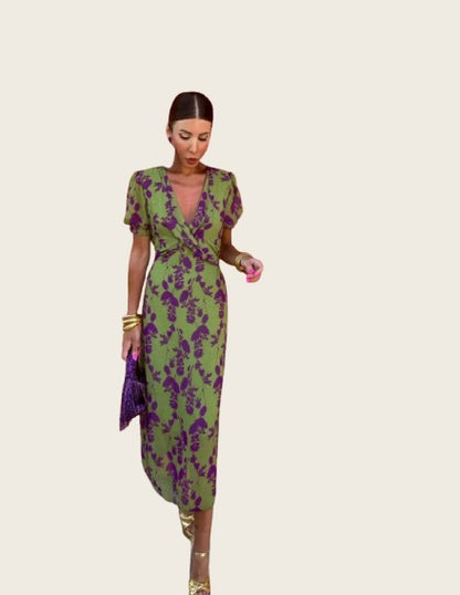 Alessia™ | Gedrucktes, gedrehtes Midi-Kleid für Damen